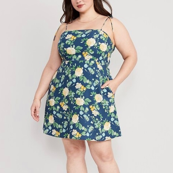 NWT Fit & Flare Tie Shoulder Dress - Picture 3 of 7